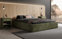 Designer gestoffeerd bed Base met opbergruimte zonder hoofdbord in Ribstof