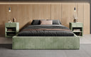 Designer gestoffeerd bed Base met opbergruimte zonder hoofdbord in Ribstof