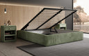 Designer gestoffeerd bed Base met opbergruimte zonder hoofdbord in Ribstof