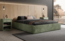 Designer gestoffeerd bed Base met opbergruimte zonder hoofdbord in Ribstof