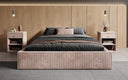 Designer gestoffeerd bed Base met opbergruimte zonder hoofdbord in Ribstof
