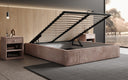 Designer gestoffeerd bed Base met opbergruimte zonder hoofdbord in Ribstof