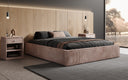 Designer gestoffeerd bed Base met opbergruimte zonder hoofdbord in Ribstof