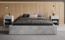 Designer gestoffeerd bed Base met opbergruimte zonder hoofdbord in Ribstof