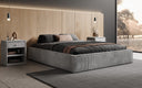 Designer gestoffeerd bed Base met opbergruimte zonder hoofdbord in Ribstof