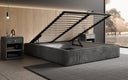 Designer gestoffeerd bed Base met opbergruimte zonder hoofdbord in Ribstof