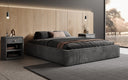 Designer gestoffeerd bed Base met opbergruimte zonder hoofdbord in Ribstof