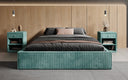 Designer gestoffeerd bed Base met opbergruimte zonder hoofdbord in Ribstof