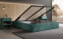 Designer gestoffeerd bed Base met opbergruimte zonder hoofdbord in Ribstof
