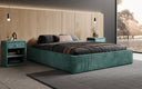Designer gestoffeerd bed Base met opbergruimte zonder hoofdbord in Ribstof