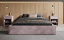 Designer gestoffeerd bed Base met opbergruimte zonder hoofdbord in Ribstof