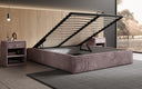 Designer gestoffeerd bed Base met opbergruimte zonder hoofdbord in Ribstof