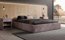 Designer gestoffeerd bed Base met opbergruimte zonder hoofdbord in Ribstof