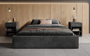 Designer gestoffeerd bed Base met opbergruimte zonder hoofdbord in Ribstof