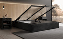 Designer gestoffeerd bed Base met opbergruimte zonder hoofdbord in Ribstof