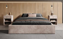 Designer gestoffeerd bed Base met opbergruimte zonder hoofdbord in Ribstof