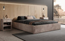 Designer gestoffeerd bed Base met opbergruimte zonder hoofdbord in Ribstof