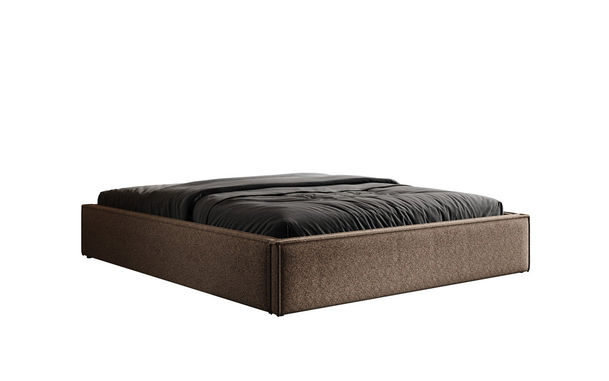 Designer gestoffeerd bed Base met opbergruimte zonder hoofdbord in structuurstof