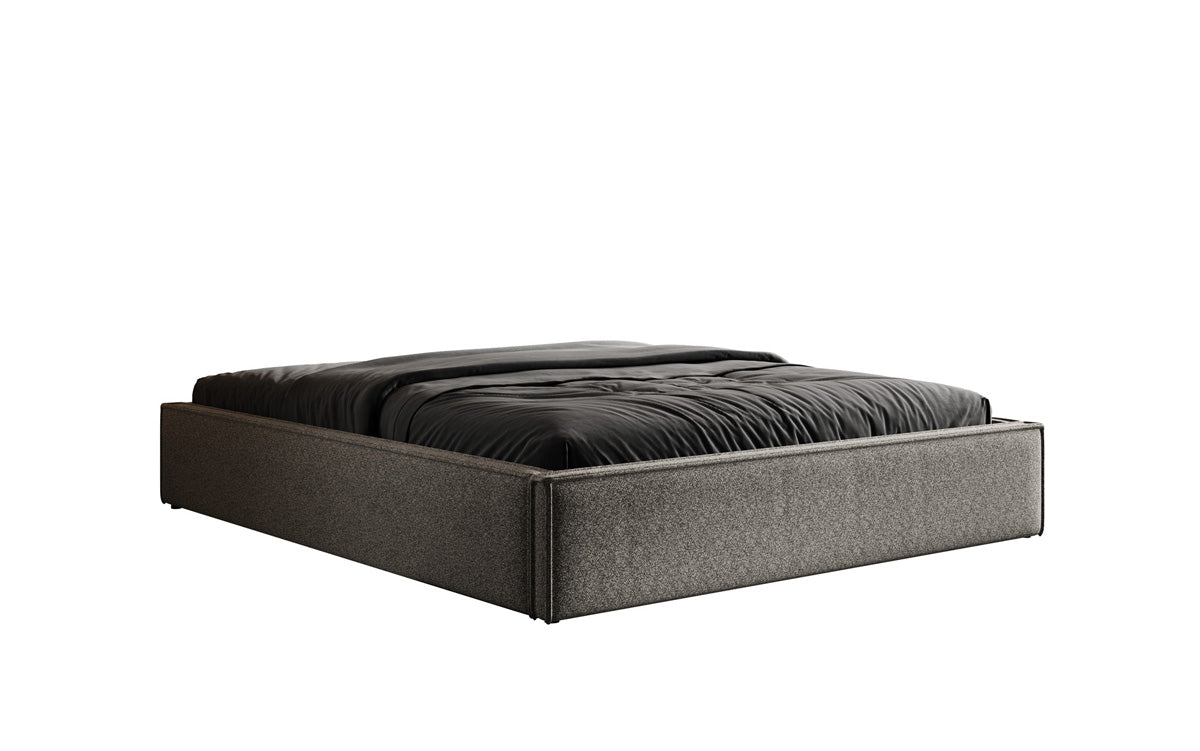 Designer gestoffeerd bed Base met opbergruimte zonder hoofdbord in structuurstof