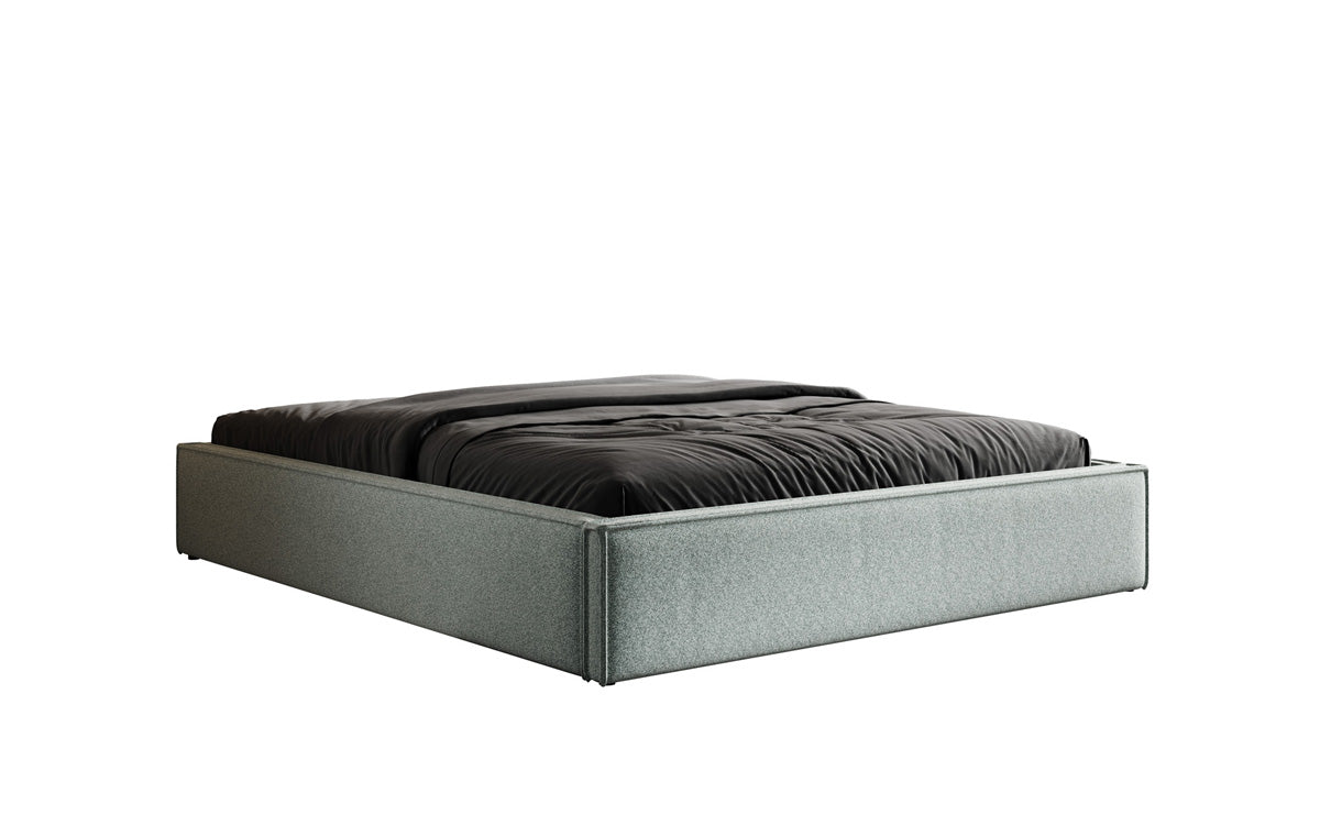 Designer gestoffeerd bed Base met opbergruimte zonder hoofdbord in structuurstof