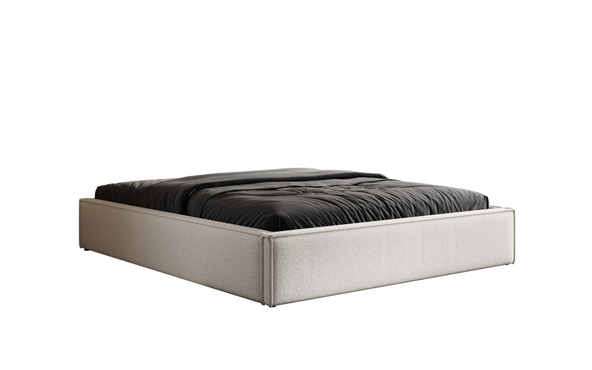 Designer gestoffeerd bed Base met opbergruimte zonder hoofdbord in structuurstof
