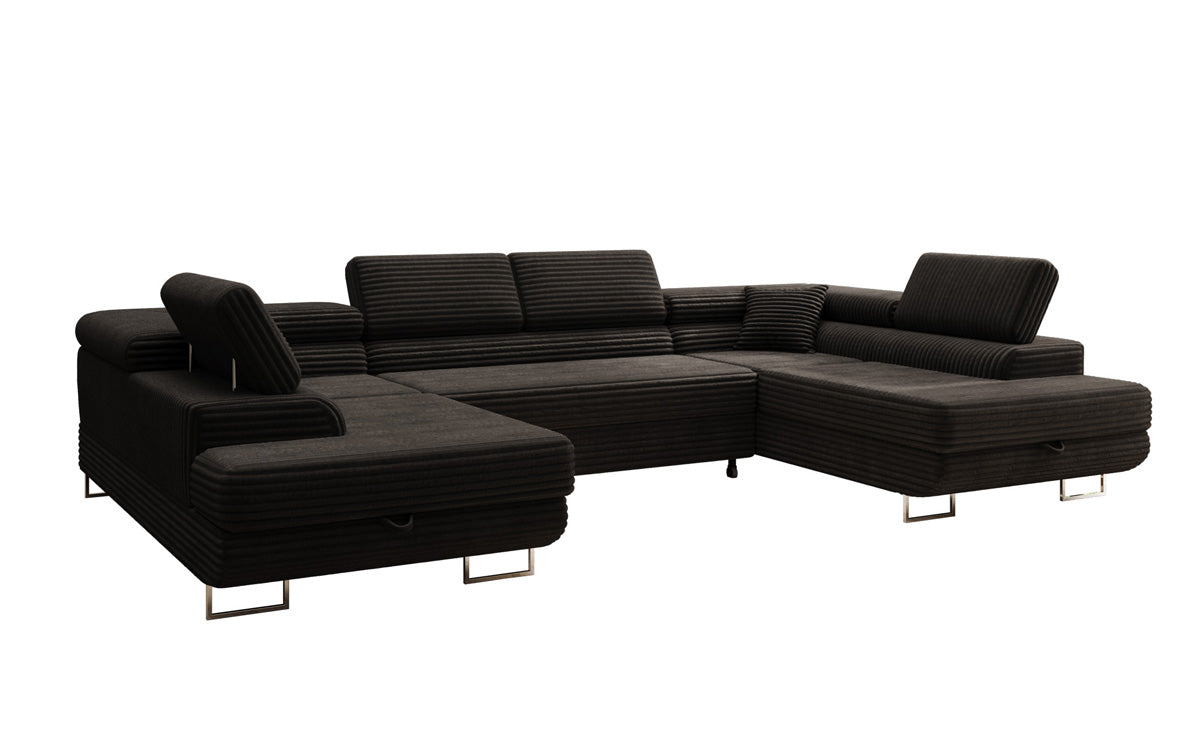 Designbank Vigo met slaap- en klapfunctie in Ribstof