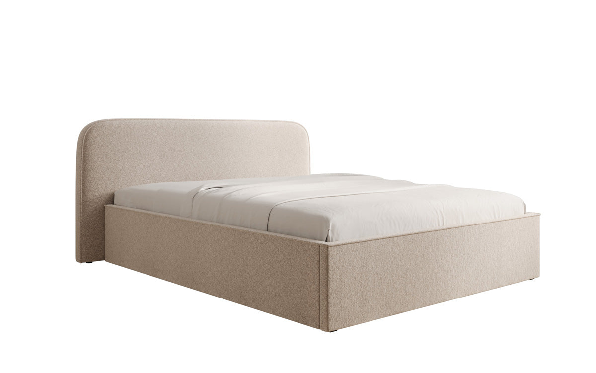 Designer gestoffeerd bed Nola in structuurstof met opbergruimte