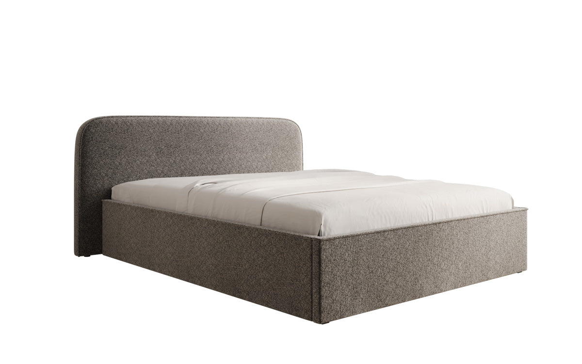 Designer gestoffeerd bed Nola in structuurstof met opbergruimte