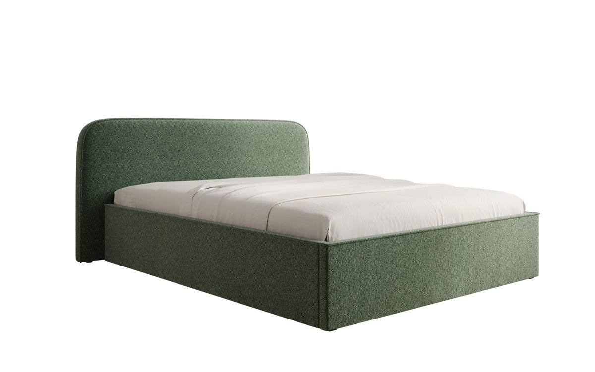 Designer gestoffeerd bed Nola in structuurstof met opbergruimte