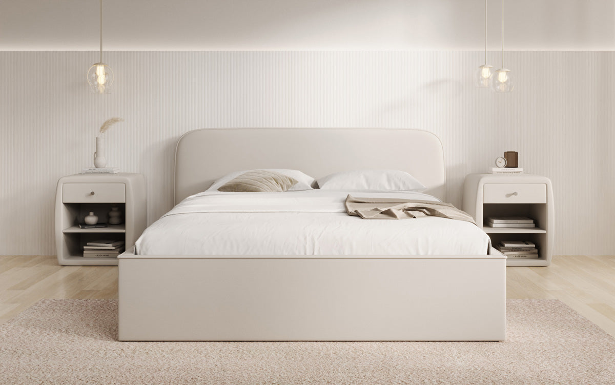 Designer gestoffeerd bed Nola in Stof met opbergruimte