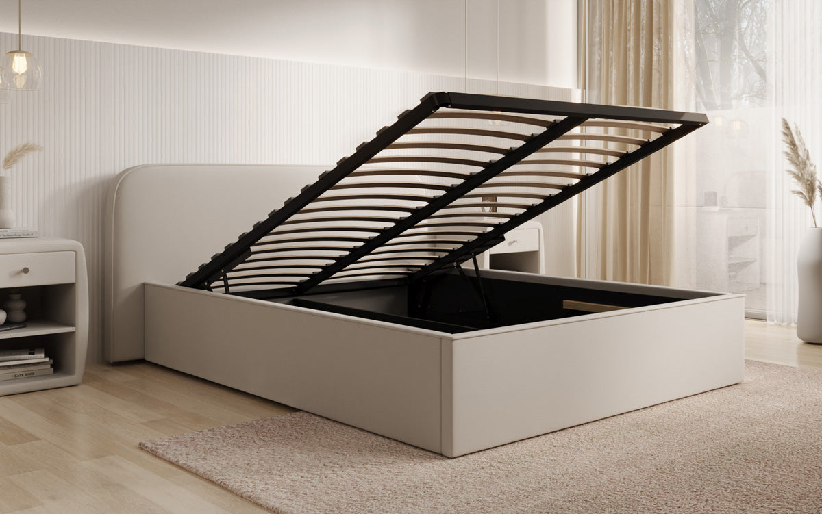 Designer gestoffeerd bed Nola in Stof met opbergruimte