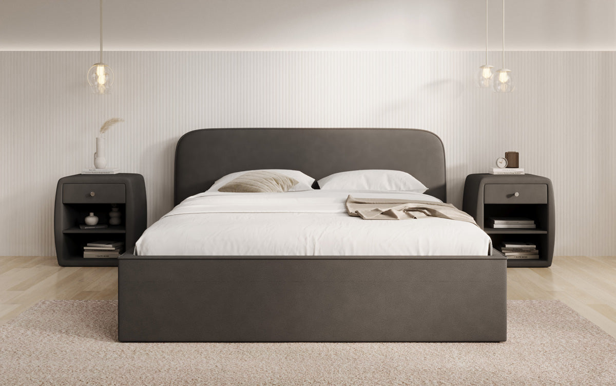 Designer gestoffeerd bed Nola in Stof met opbergruimte