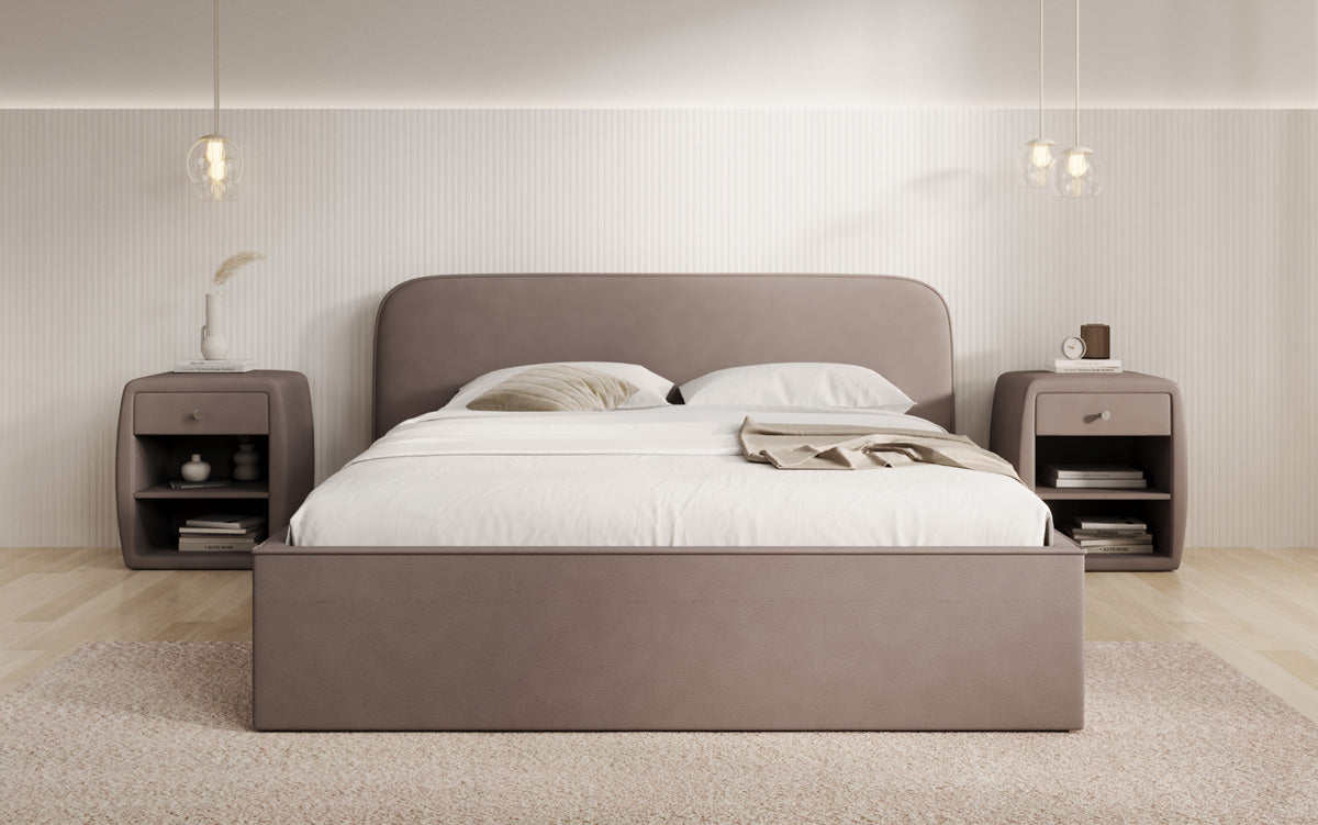 Designer gestoffeerd bed Nola in Stof met opbergruimte