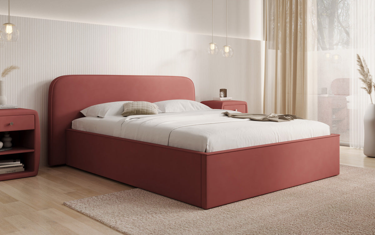 Designer gestoffeerd bed Nola in Stof met opbergruimte