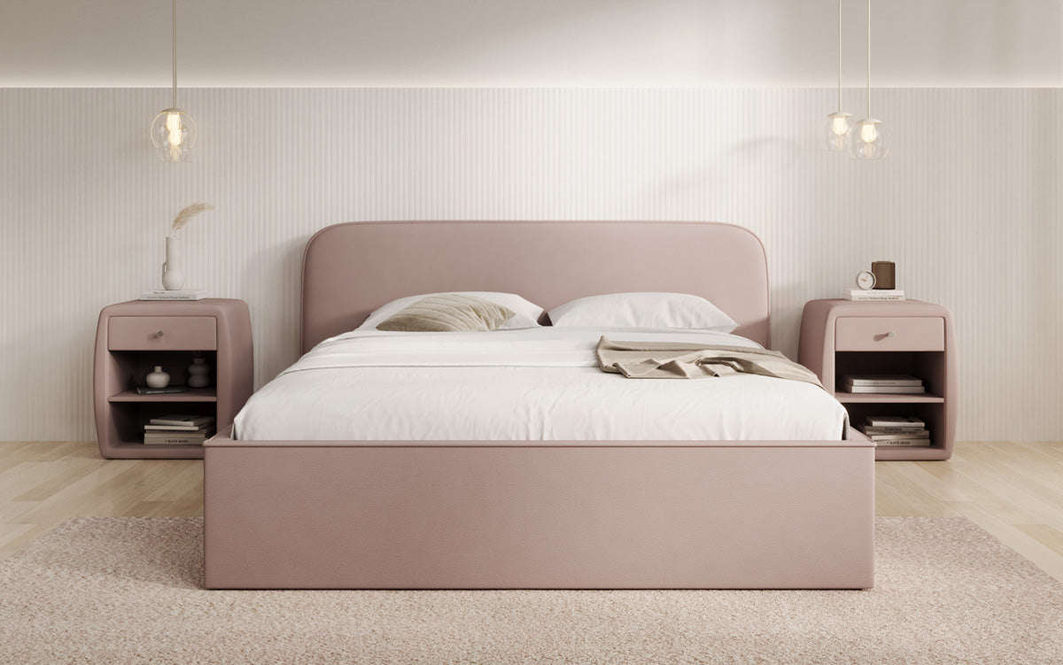 Designer gestoffeerd bed Nola in Stof met opbergruimte