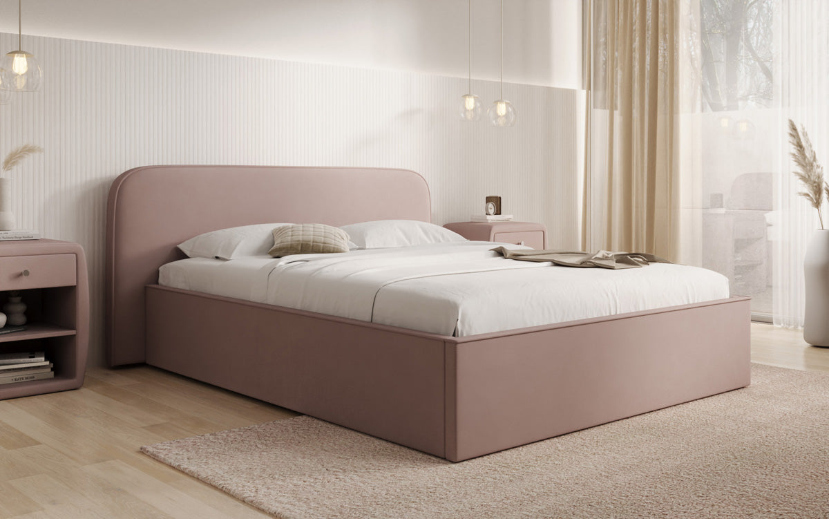 Designer gestoffeerd bed Nola in Stof met opbergruimte