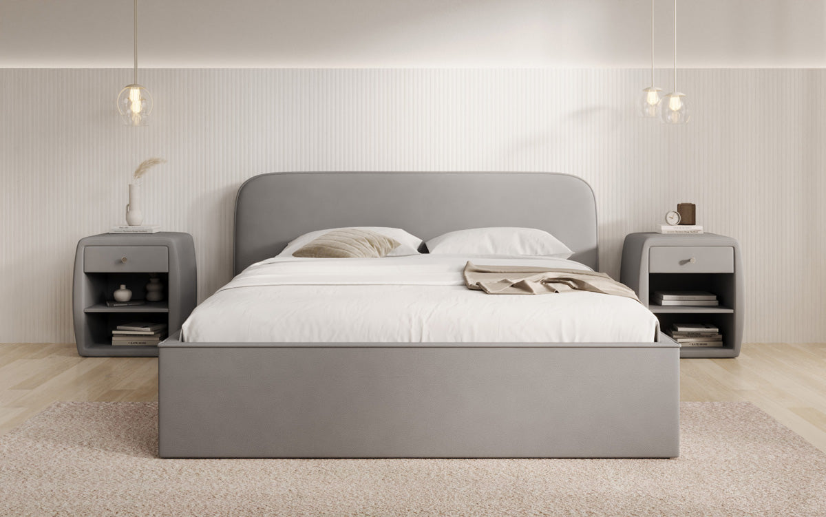 Designer gestoffeerd bed Nola in Stof met opbergruimte