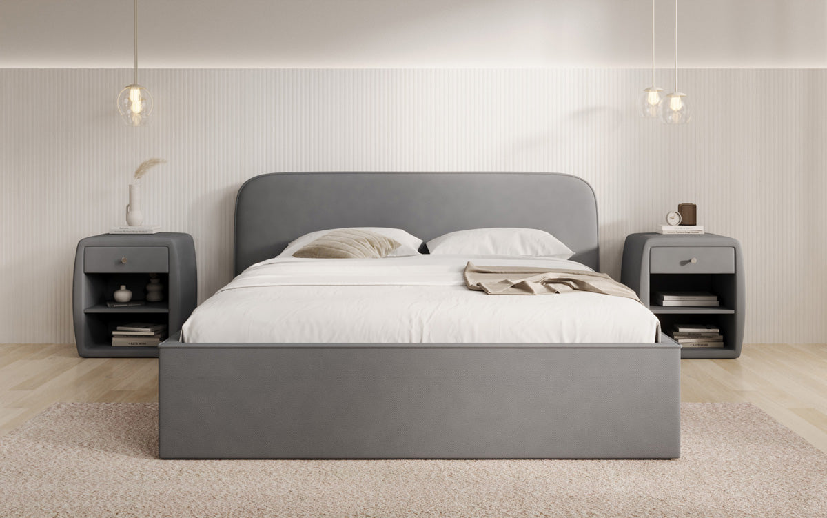 Designer gestoffeerd bed Nola in Stof met opbergruimte