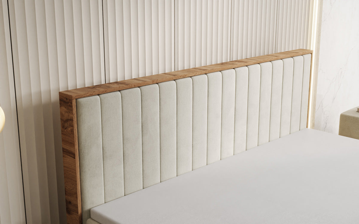 Boxspringbed Timber Line met opbergruimte in Fluweel