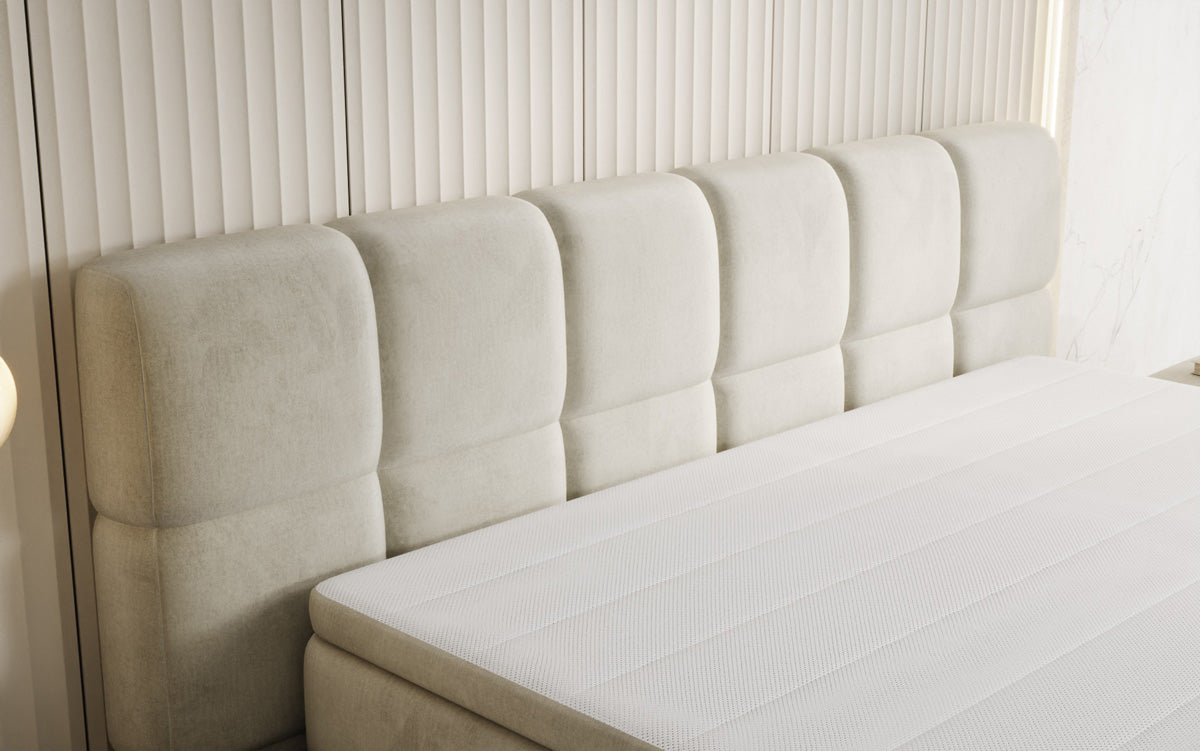Boxspringbed Bombo met opbergruimte in Fluweel