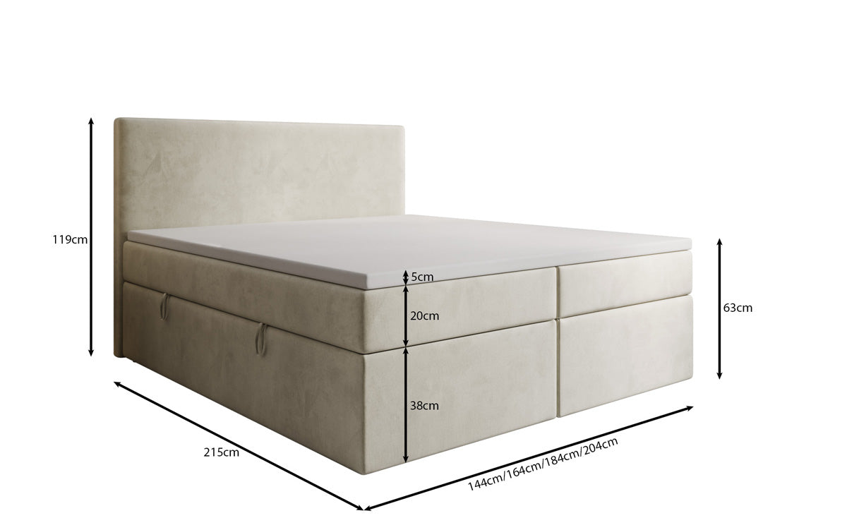 Boxspringbed Kubo met opbergruimte in Fluweel