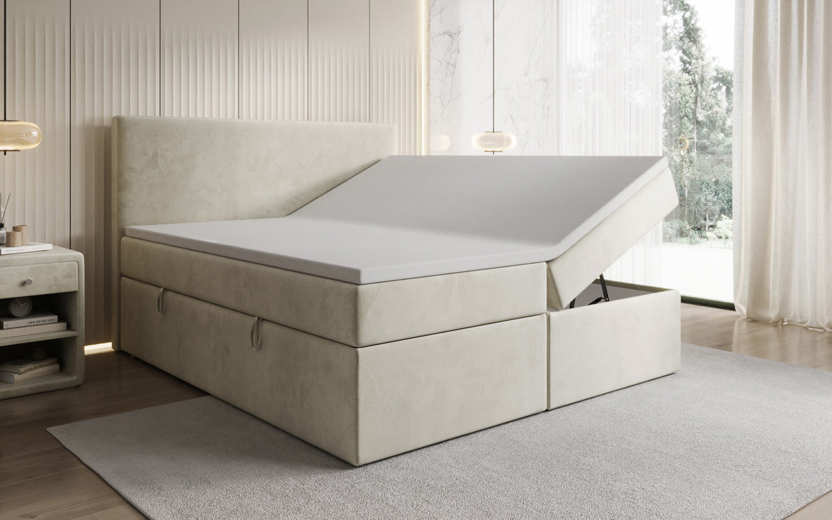 Boxspringbed Kubo met opbergruimte in Fluweel