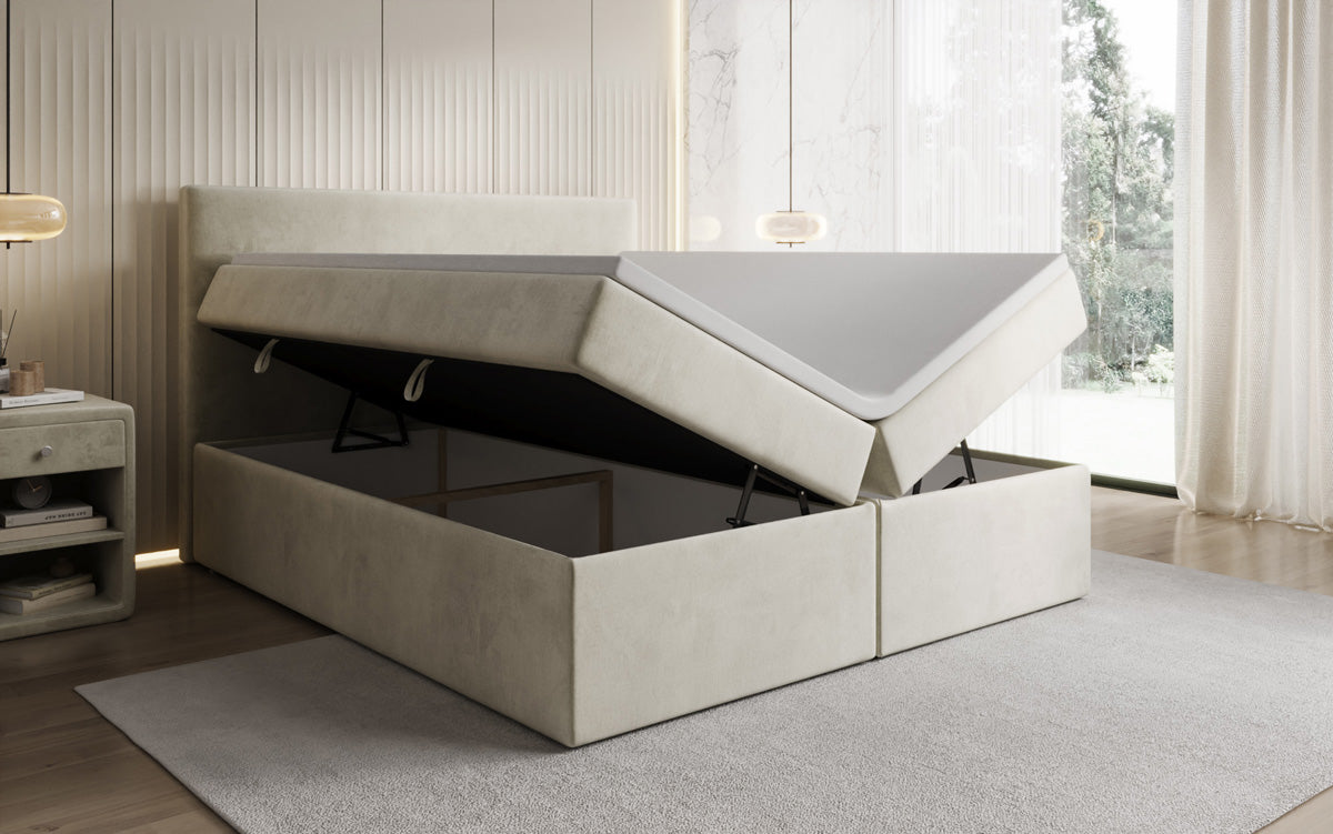 Boxspringbed Kubo met opbergruimte in Fluweel