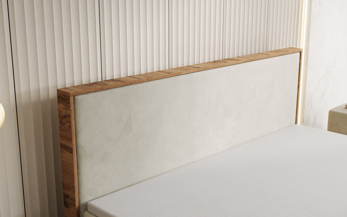 Boxspringbed Timber met opbergruimte in Fluweel