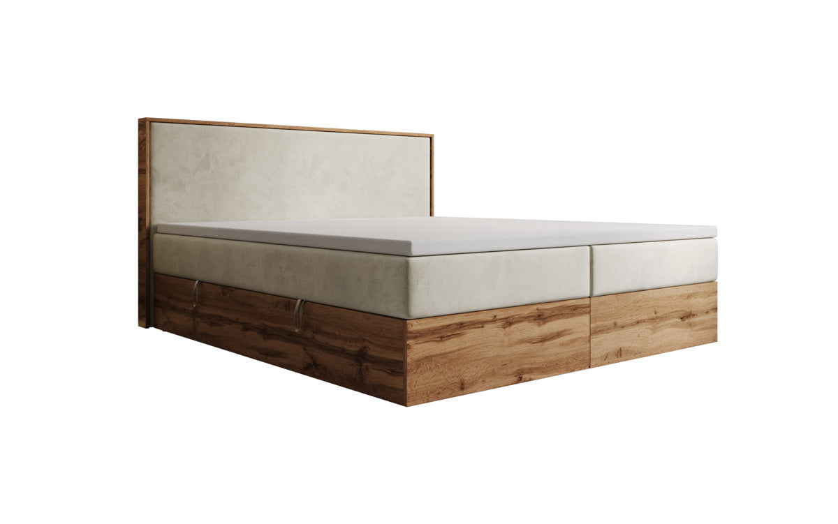 Boxspringbed Timber met opbergruimte in Fluweel