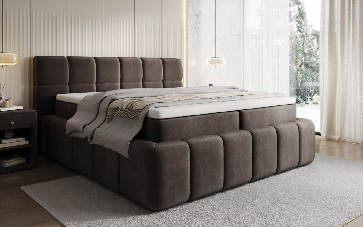 Boxspringbed Bombo met opbergruimte in Fluweel