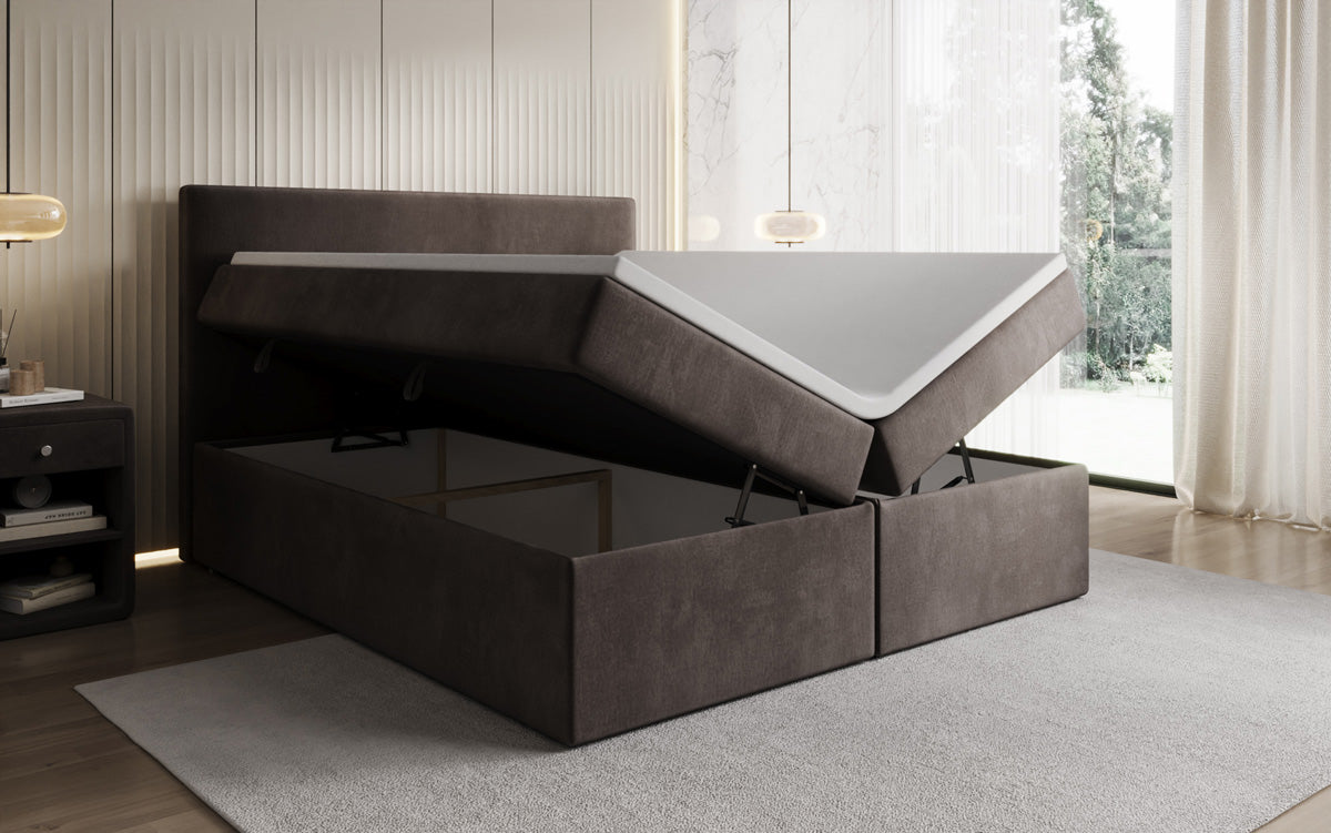 Boxspringbed Kubo met opbergruimte in Fluweel
