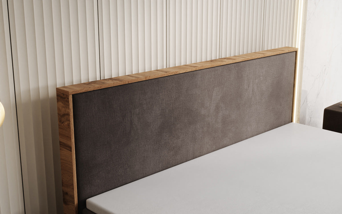 Boxspringbed Timber met opbergruimte in Fluweel