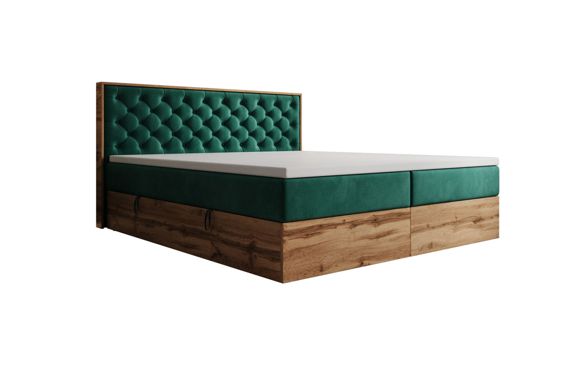 Boxspringbed Timber Chester met opbergruimte in Fluweel