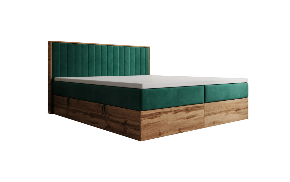 Boxspringbed Timber Line met opbergruimte in Fluweel